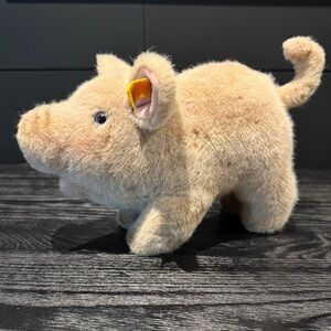 Steiff Cream and Pink Plush Pig Collectors Item